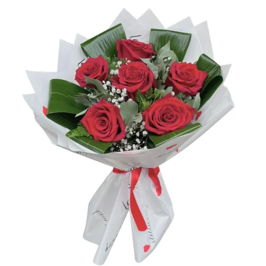 Ramo de 6 rosas rojas importadas